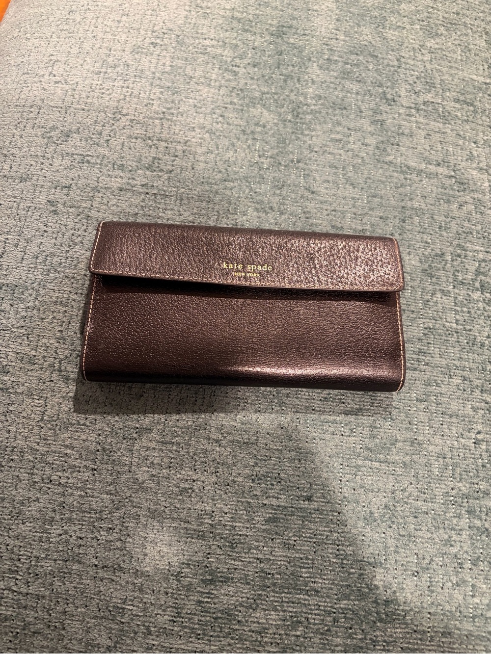 kate spade plum leather continental wallet with gold logo